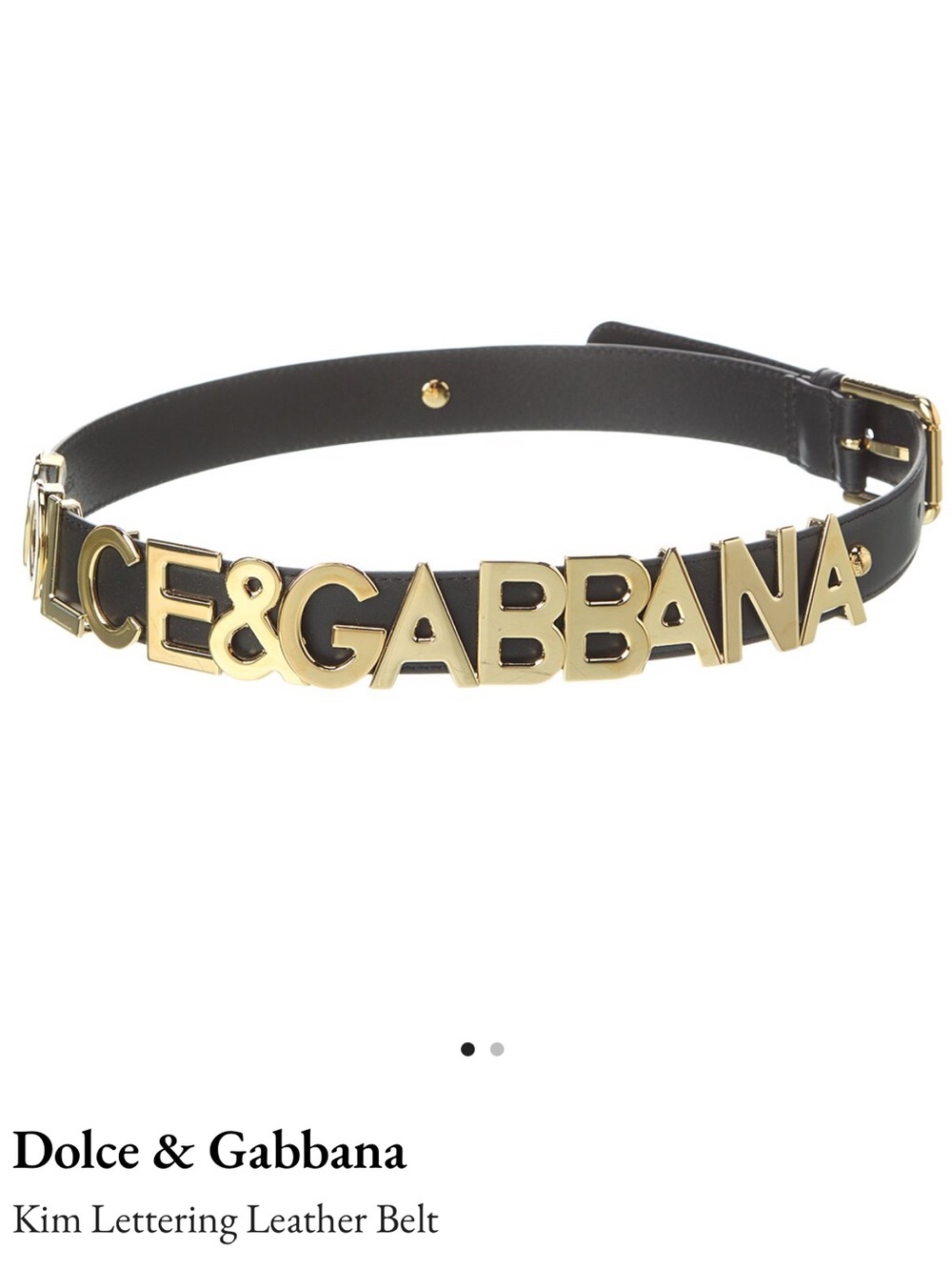 Dolce & Gabbana Black Leather Belt with Gold Logo Lettering